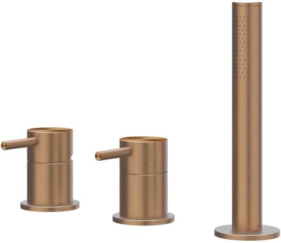 IVY Concord Badrandcombinatie 3-Gats Mengkraan met Uittrekbare Handdouche zonder Uitloop - Geborsteld RVS 316 Mat Koper PVD