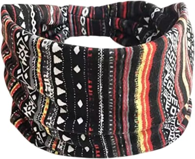 Brede Elastische Haarband Dames – Zachte Sport Haarband voor Yoga, Fitness en Workout - Zwart strepen