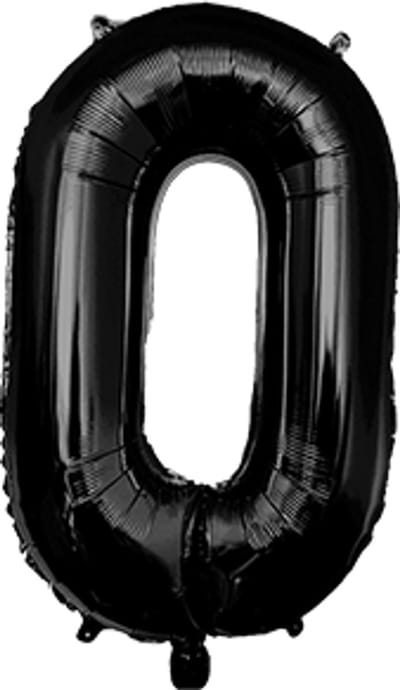Cijfer ballon | Folieballon | Afmeting: 40cm | Kleur: Zwart | Cijfer: 0
