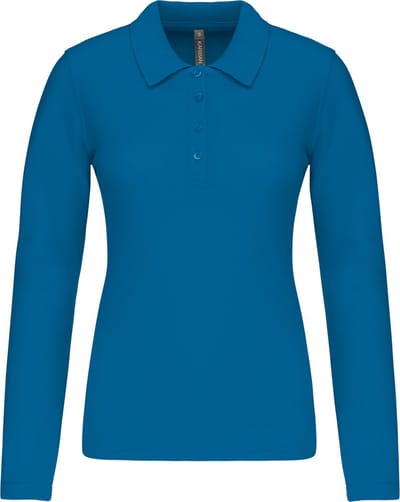 Kariban Piqué-damespolo lange mouwen K257 - Tropical Blue - XS