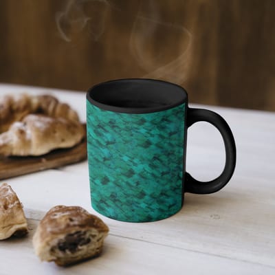 Magische Mok - Foto op Warmte Mokken - Koffiemok - Vloeiend - Olie - Verf - Texturen - Groen - Magic Mok - Beker - 350 ML - Theemok