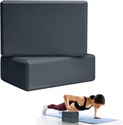 Yogablokken - Set van 2 blokken - Blokken van EVA-schuim met hoge dichtheid ter en verdieping van poses, verbetering van kracht, evenwicht en flexibiliteit - Lichtgewicht,voor thuis of in de sportschool - grijs