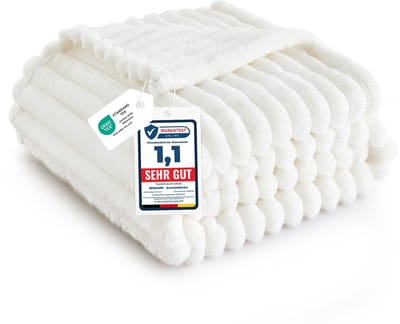 Dailygoods - Knuffeldeken - Woldeken - Zachte Warme Dikke Korddeken - Wolwit - Sofadeken - Perfect voor Thuis en Reizen - 150 x 200 cm