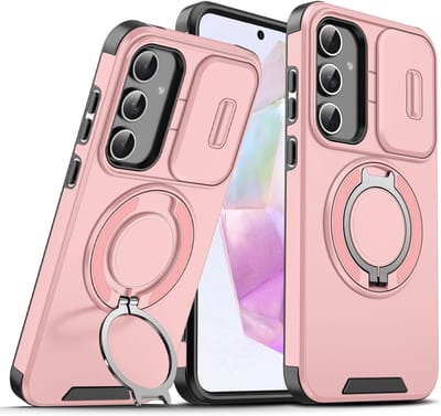 Hoesje Geschikt voor Samsung Galaxy A56 / A36 hoesje Rose Goud backcover met Met Draaibare Ring Houder en camera bescherming