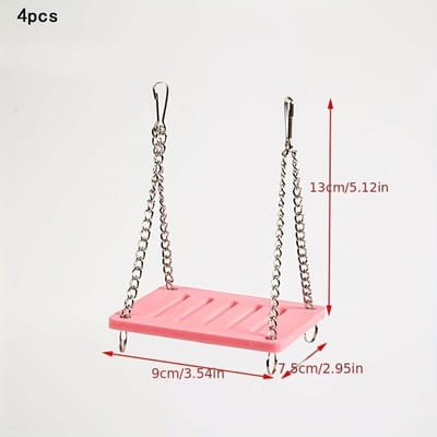 4 pièces Hamster Jouets Fournitures Golden Bear Swing Pont Suspendu Jouet Cage Accessoires Forme Décorative Petite Balançoire rose