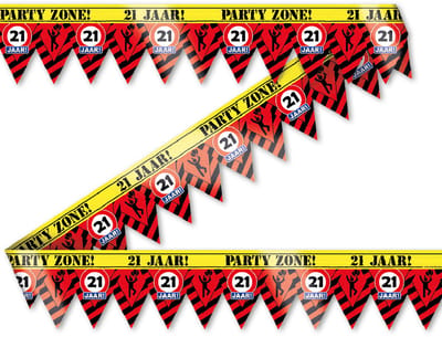 Q2P - Afzetlint - 21 Jaar - Verjaardag Versiering - Verkeersbord - Tape - 12 Meter - Feest Versiering