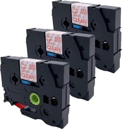 DULA Brother Compatible label tape- Tze-132 - 3 cassettes - Brother P-Touch - Rood op transparant - 12mm x 8m