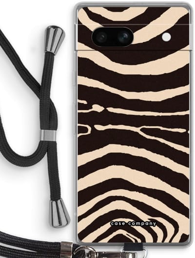 Case Company® - Hoesje met koord geschikt voor Google Pixel 7A hoesje met Koord - Arizona Zebra - Telefoonhoesje met Zwart Koord - Bescherming aan alle Kanten en Over de Schermrand