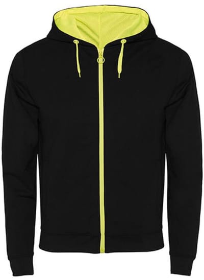 Roly - Fuji Sweater met Rits - Black 02/Fluor Yellow 221 maat S