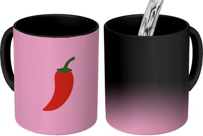 Magische Mok - Foto op Warmte Mokken - Koffiemok - Peper - Rood - Illustratie - Magic Mok - Beker - 350 ML - Theemok