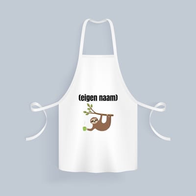 Akyol - luiaard met koffie met eigen naam Keukenschort - Luiaard - luiaard liefhebbers - iemand die houdt van luiaards - verjaardag - cadeau - kado - 82 bij 71 cm