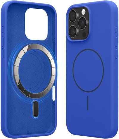 kwmobile Telefoonhoesje voor Apple iPhone 16 Pro Max - Hoes met siliconen randen en magnetische achterkant compatibel met MagSafe, in Baltisch blauw
