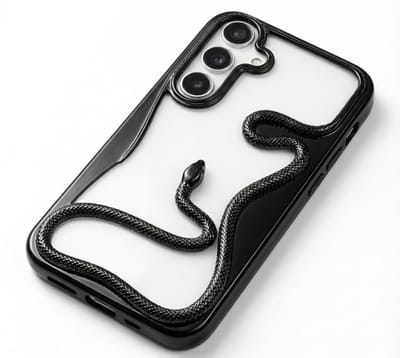 Zwart slang design telefoon hoesje geschikt voor Samsung Galaxy A55 dames en heren met 3D reliëf slang detail, zachte TPU backcover met electroplating rand en effen kleur afwerking