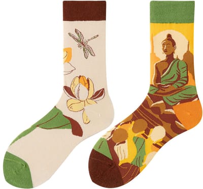 Tutti Footi – Verschillende Sokken met Boeddha & Lotus – Maat 36-40 – Zen/Spiritualiteit/Natuur/Thailand/Yoga