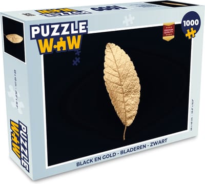Puzzel Black en gold - Bladeren - Zwart - Planten - Luxe - Legpuzzel - Puzzel 1000 stukjes volwassenen