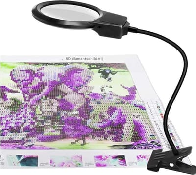 Core® Loeplamp Met Led Verlichting - loeplamp met tafelklem 360 graden Draaibaar- Zwart - 19cm x 19cm x 7cm