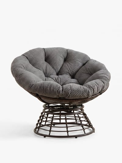 Ergonomische Papasan Stoel - 360 Graden Rotan Draaistoel - Geruisloos Draaibaar - Dik Kussen - 130 kg - Woonkamer En Slaapkamer - 92x67cm - Bruin En Grijs