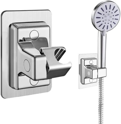 MDUG 1 Douchekophouder - Zilver - 360° Verstelbare Handdouchehouder - Douchewandmontage - Zelfklevende installatie zonder boren - Verstelbare Douchekopwandbasis