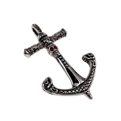 Grote Ankerhanger met Schedel en Kristallen, Anker Hanger, Roestvrij Staal 316L – Heren