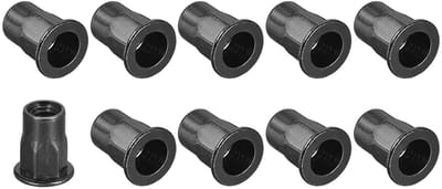 Rivet Nuts M6 - 100 Stuks Carbon Staal Halve Hexagon Draadmoeren voor Meubelmontage en Mechanische Bevestigingen - Zwart