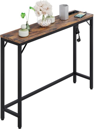 Consoletafel - Wandtafel - Haltafel - Met Stopcontact - Met Oplaadfunctie - Met USB Poort - Industrieel - 100x23x80 cm