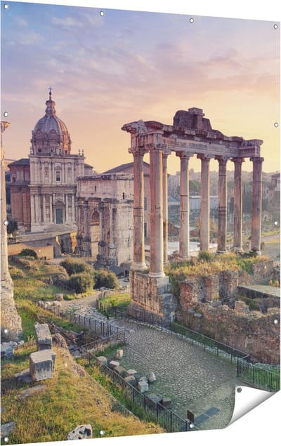 Gards Tuinposter Romeins Architectuur in Rome, Itali� - 120x160 cm - Tuindoek - Tuindecoratie - Wanddecoratie buiten - Tuinschilderij