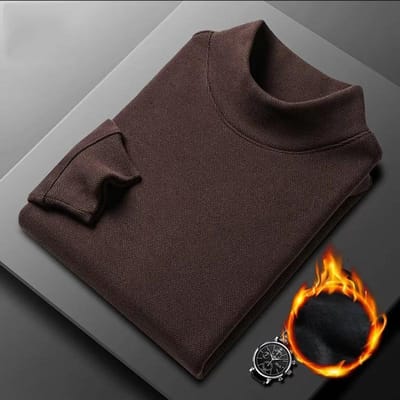 Duits Fluweel Halfhoge Col Trui Heren Winter Verdikt Fluweel Heren Effen Veelzijdige Tops en Onderhemden 4XL black
