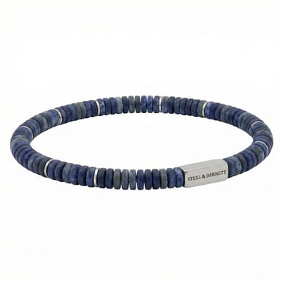 STEEL & BARNETT - Kralenarmband Heren - Two Tone - Sodaliet - Maat S