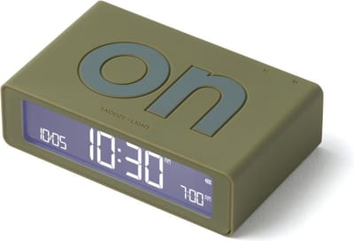 Lexon Flip Mini 8cmx2,3cmx4,9cm LR158 ON OFF Oplaadbare Wekker - Kakhi Groen