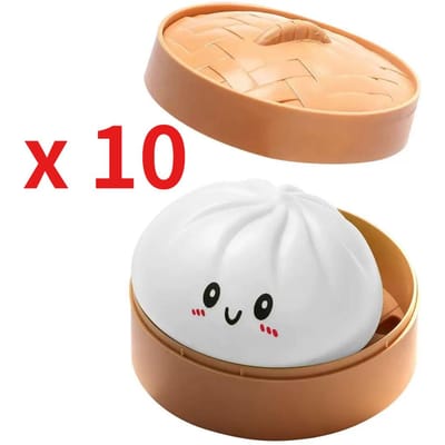 Grande Balle Anti-Stress Ravioli avec Cuiseur Vapeur Coloré Bun Moelleux Jouet Tactile pour Soulager l'Anxiété Boule de Pâte à Malaxer pour Adultes et Enfants