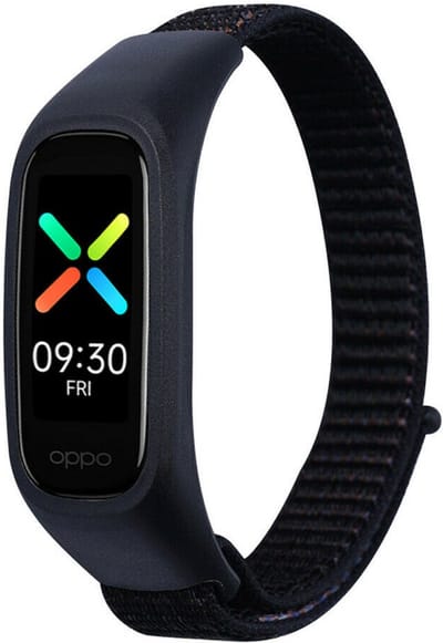 Nylon Smartwatch bandje - Geschikt voor Oppo band nylon bandje - zwart - Strap-it Horlogeband / Polsband / Armband - Oppo band nylon band