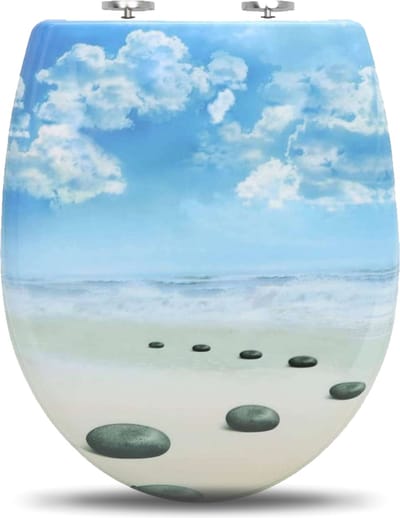 Bolt Edge Toiletbril - Strand print - Antibacterieel - Softclose - Universeel ontwerp