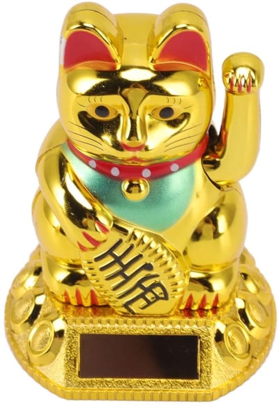 Dailygoods - Wuivende kat - Gelukskatdecoratie - Gouden kleur - Zwaaiende hand - Schattig beeldje voor thuis - Inductiestandbeeld