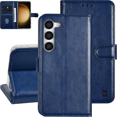 UNIQ Accessory Galaxy S23 Book Case hoesje - Pasjeshouder voor 3 pasjes - Magneetsluiting - Hanger - Blauw
