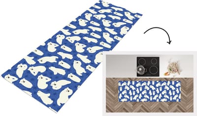 Keukenloper - Loper keuken - Sneeuw - IJsbeer - Dieren - Winter - Patroon - 150x50 cm - Keukenloper vinyl