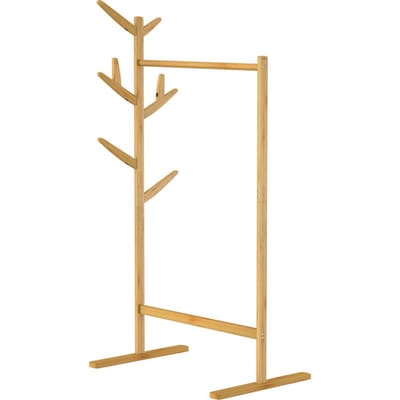 Casaria Kapstok Bamboe - 8 Haken 1 Kledingstang - 164x66x40cm
