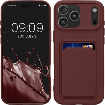 kwmobile telefoonhoesje geschikt voor iPhone 17 Pro Max - Hoesje met pasjeshouder - TPU case in wijnrood