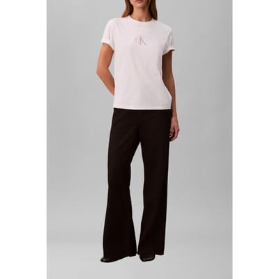Calvin Klein Ss Classic Foil Tee White Greige Taglia: XS | Maglie Sportivi Outlet | Donna | Bianco
