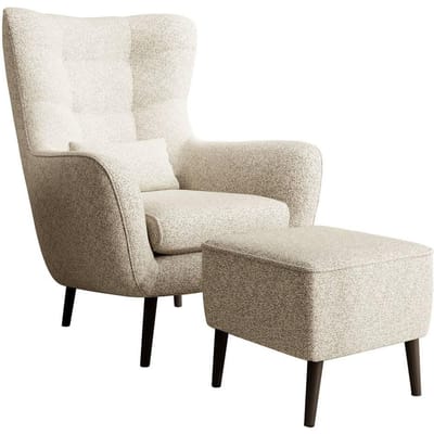 Fauteuil met hocker Verdiro bouclé | NADUVI Collection