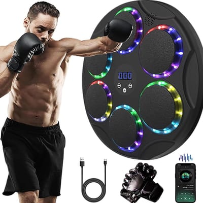 Muziek Boksmachine - Muziek Trainingsmachine - Thuis Fitness - RGB Lichteffecten - Muurmontage - Zwart
