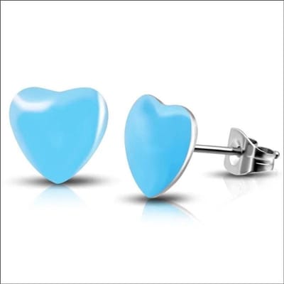 Aramat Jewels | Oorbellen | Vrolijke Acryl Oorbellen met Hartje | 7mm / Blauw | |8mm | Staal | Kinderen, Volwassenen | Verkleurd niet