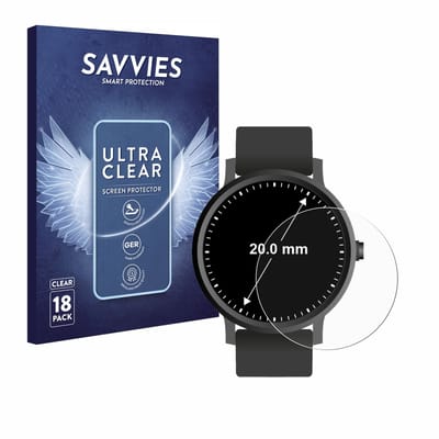 Savvies - Screenprotector voor Horloges (Rond, ø: 20 mm) - Folie Beschermfolie transparant 18 Stuks