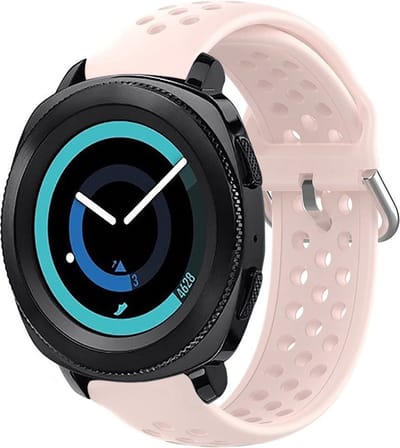 Siliconen sport bandje met gaatjes - Geschikt voor Samsung Galaxy Watch 3 - 41mm / Galaxy Watch 1 42mm / Galaxy Watch Active / Active 2 / Samsung Gear Sport bandje - Sport bandje - LIchtroze