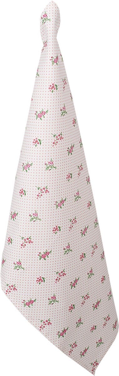 Clayre & Eef Theedoek 47x70 cm Roze Katoen Bloemen Keukenhanddoek