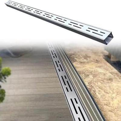 Afwateringsgoot Tuin - Lineair Afvoersysteem - Wateroverlast Voorkomen - Roestvrij Staal - Verstelbaar 200cm - Zilver