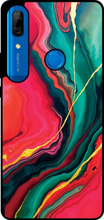Smartphonica Telefoonhoesje Geschikt voor Huawei P Smart Z / Y9 Prime (2019) met Rood Groen Marmer Opdruk - TPU Backcover Case Red Green Marble Design geschikt voor Huawei P Smart Z;Huawei Y9 Prime (2019)