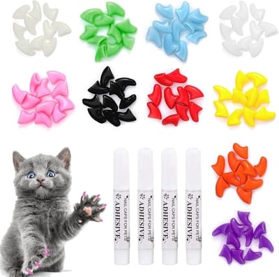 Kleurige Nagelbescherming voor Katten - 200 Stuks Veiligheidscaps voor Kattenklauwen, Schattige Nagelcaps voor Huisdieren