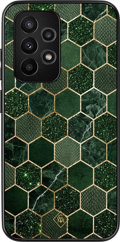 Casimoda® hoesje - Geschikt voor Samsung Galaxy A53 - Kubus Groen - Zwart TPU Backcover - Geometrisch patroon - Groen