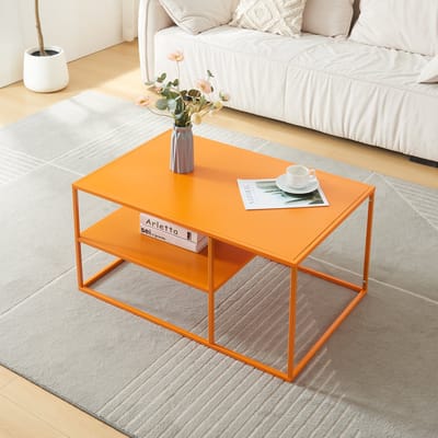 Salontafel Solund met plank 45x90x60 cm oranje [en.casa]