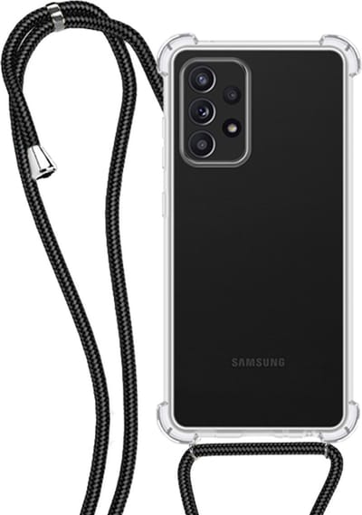 Hoesje - Geschikt voor Samsung Galaxy A23 - Met Koord - Shock Proof - Siliconen Case - Back Cover - Telefoonkoord - Telefoon Hoes Shockproof - Telefoonketting - Transparant